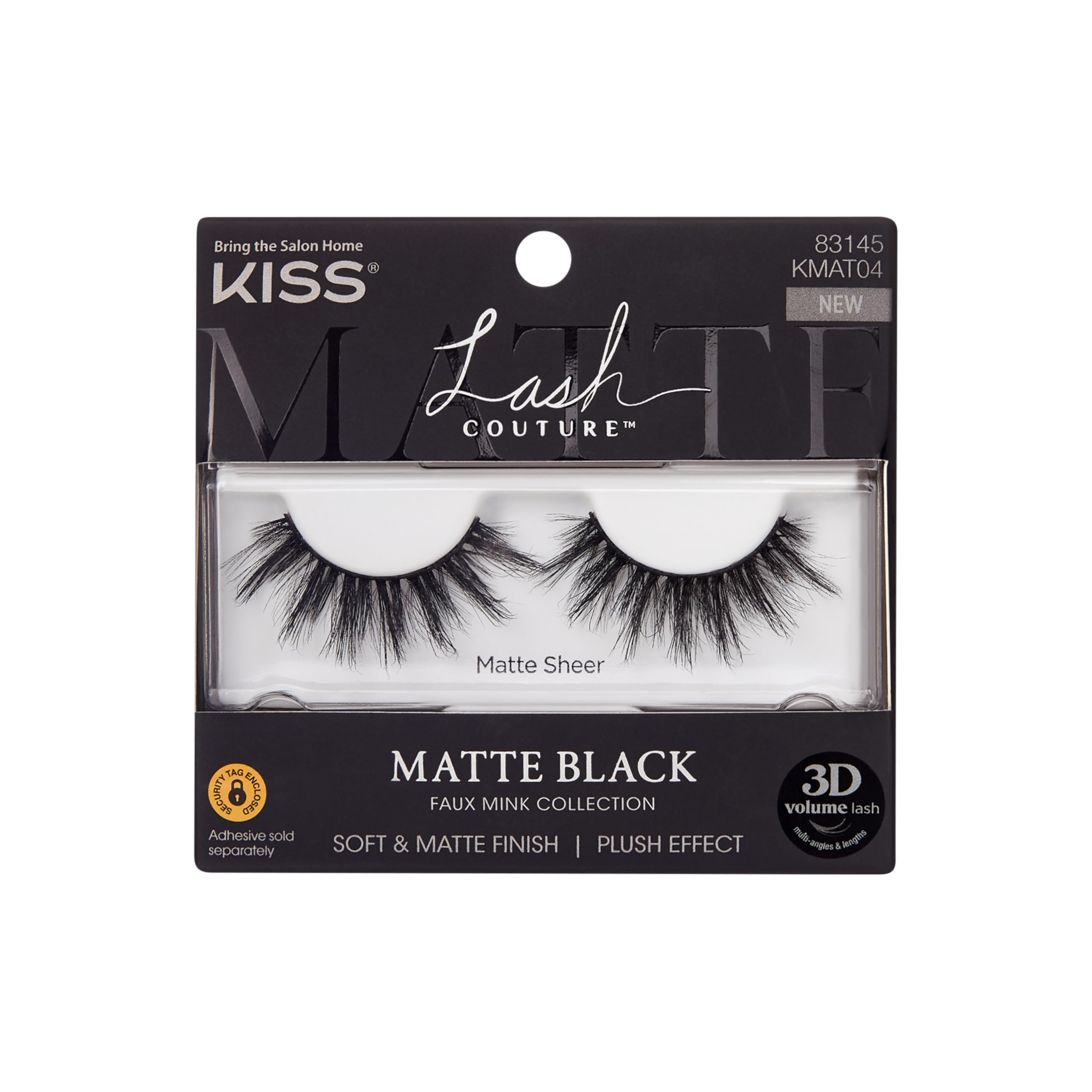 Pestañas KISS negro mate con banda ultrafina sin nudo para un look natural.