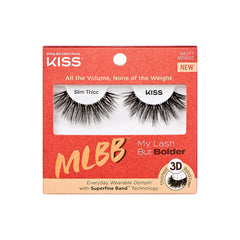 Pestañas Kiss Slim Thicc 16 mm en empaque compacto para viajar.