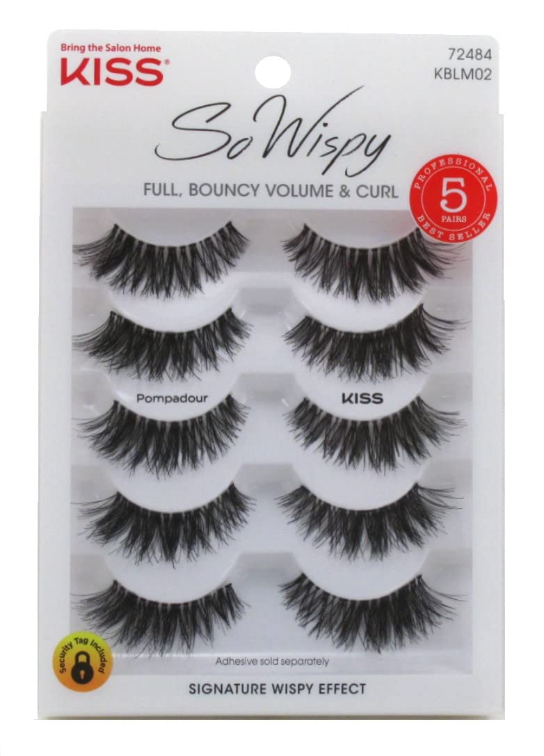 Kiss So Wispy Pompadour pestanas con tres piezas para volumen y curva