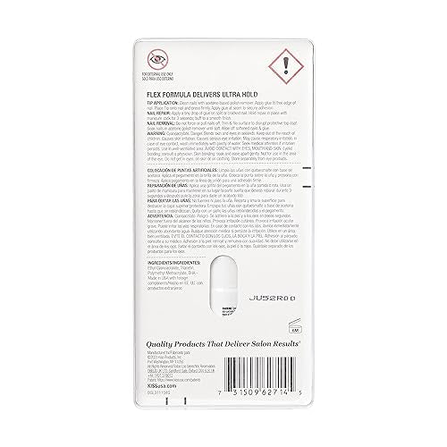 KISS Powerflex, pegamento para uñas postizas, fijación fuerte en segundos.