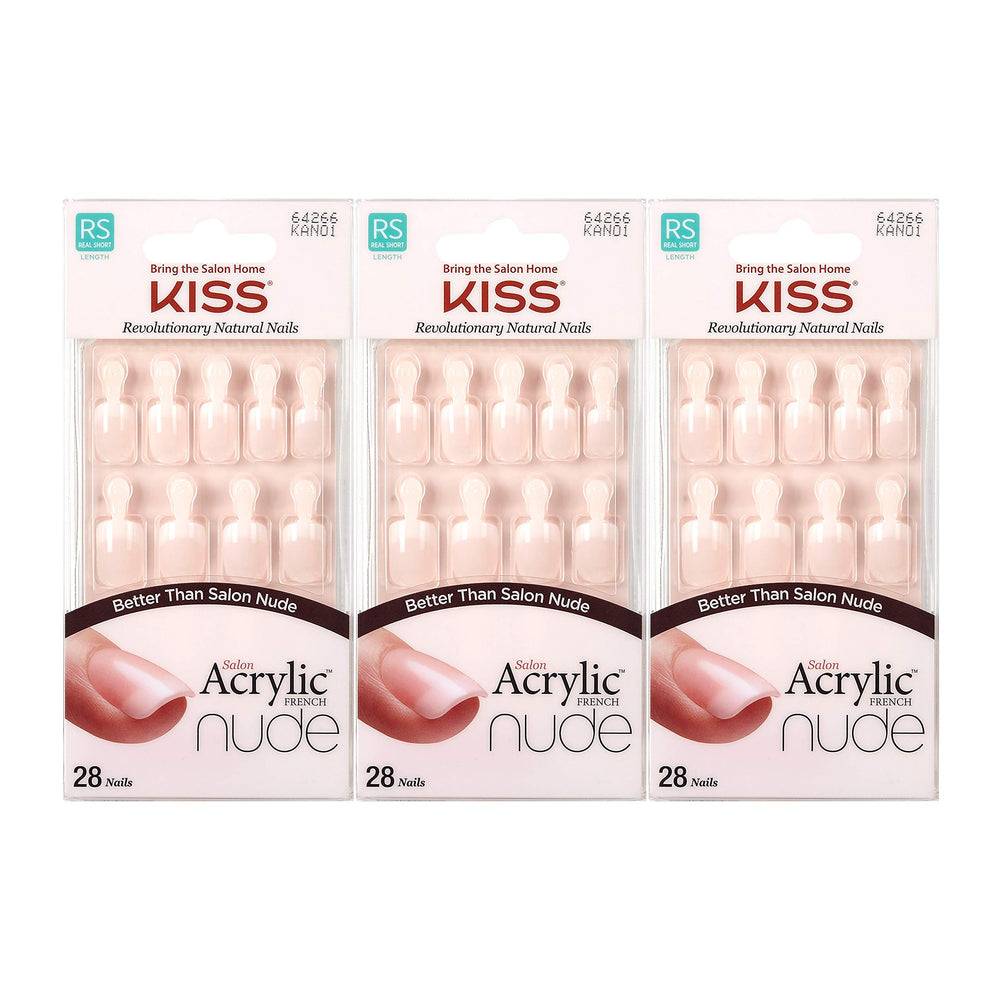 KISS Kiss Salon uñas francesas en tono natural, paquete de 3 para manicura natural