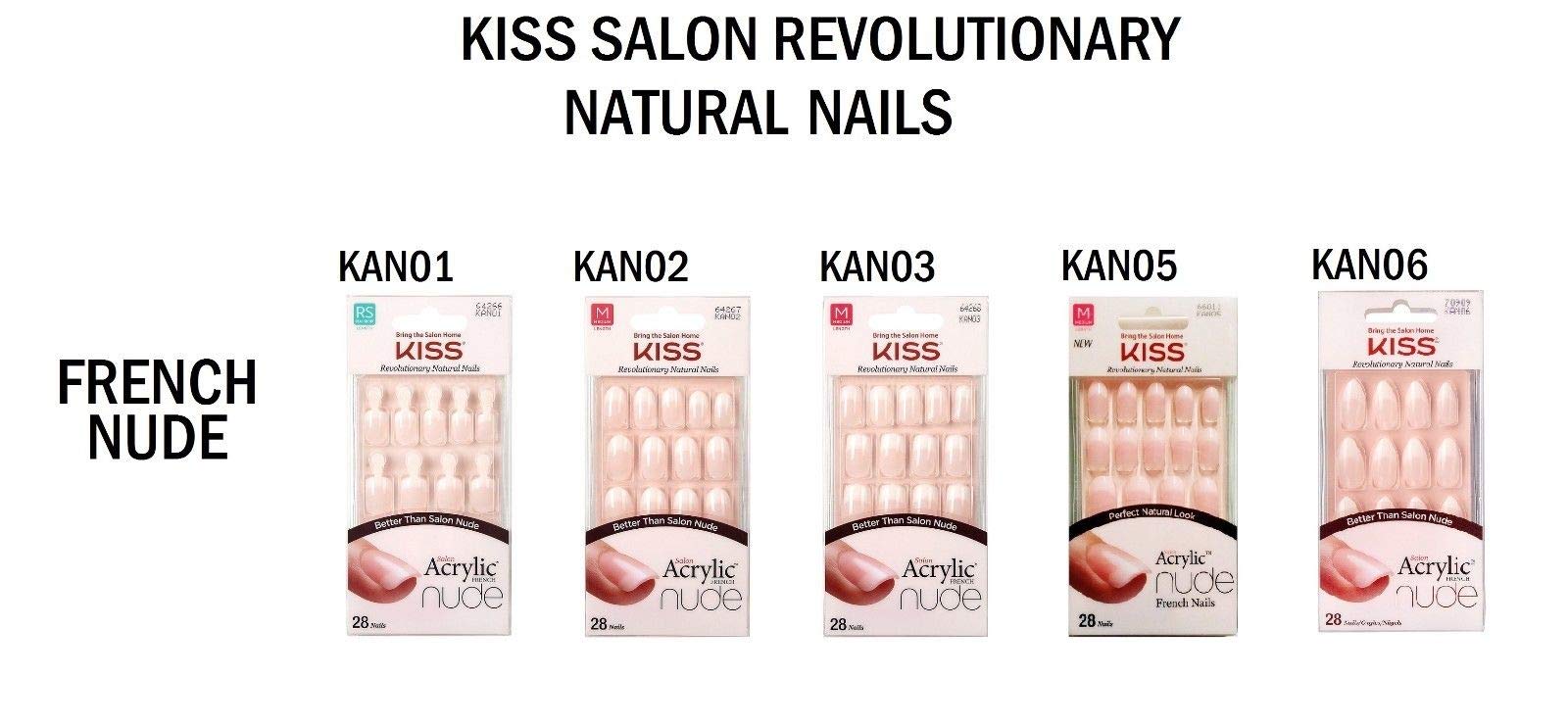 KISS Kiss Salon acrílico acabado francés natural, paquete práctico de 6 piezas.