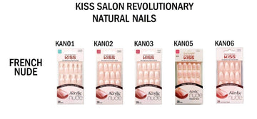KISS Kiss Salon acrílico acabado francés natural, paquete práctico de 6 piezas.