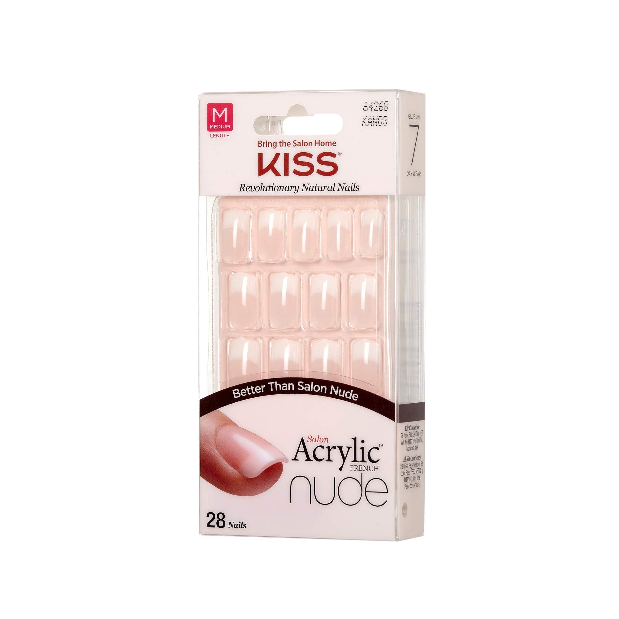 KISS Kiss Salon acrílico acabado francés natural, punta firme y duradera.