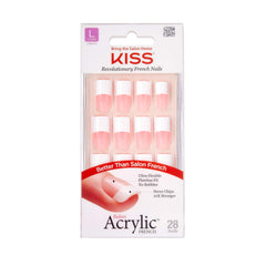 KISS Kiss Salon Uñas francesas 28 piezas primer plano, acabado elegante para diario.