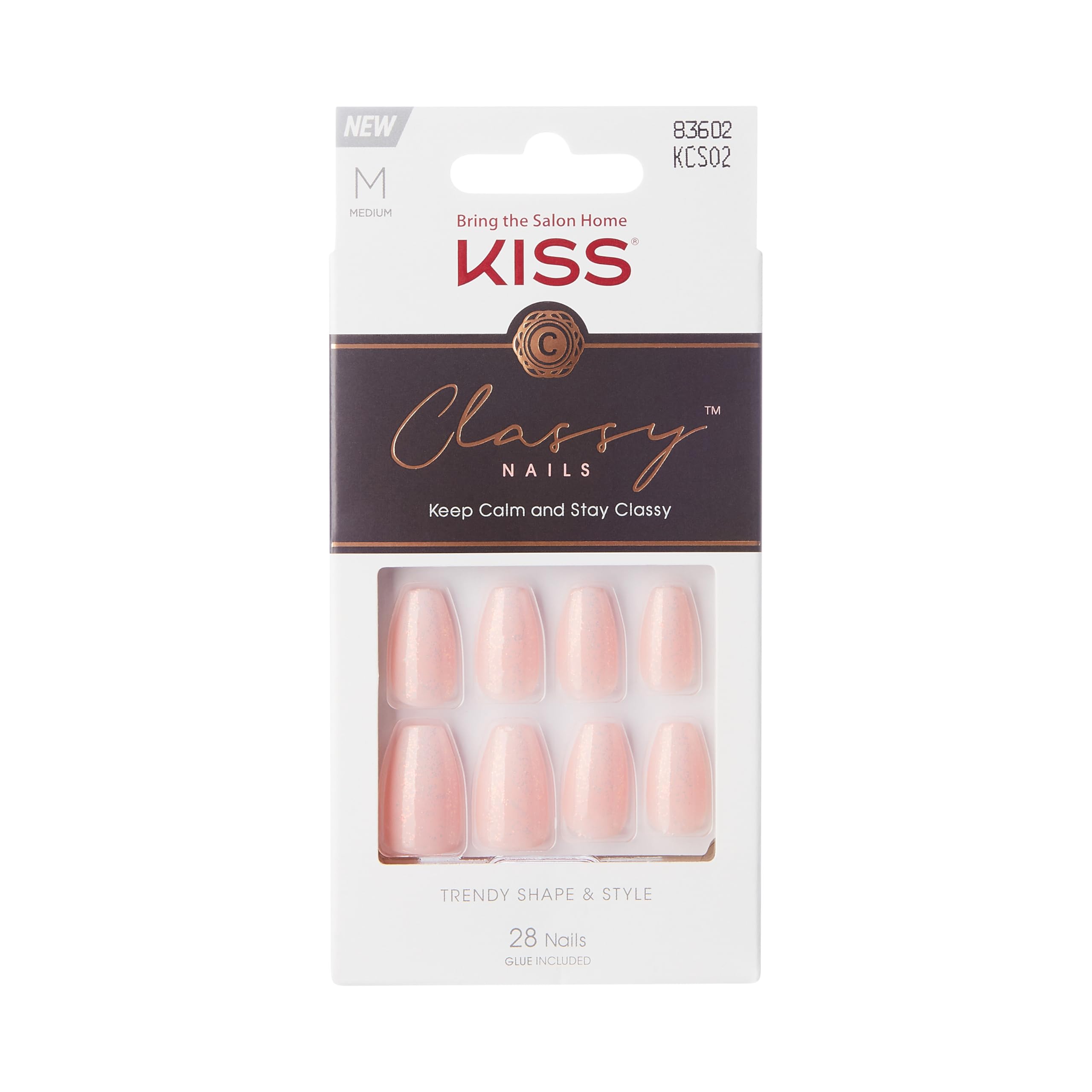 Uñas francesas KISS con acabado gel brillante para uso diario.