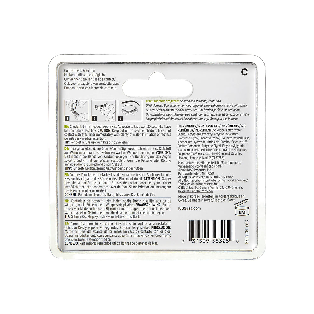 Kiss Adhesivo Negro para Pestañas con tapa, control de cantidad