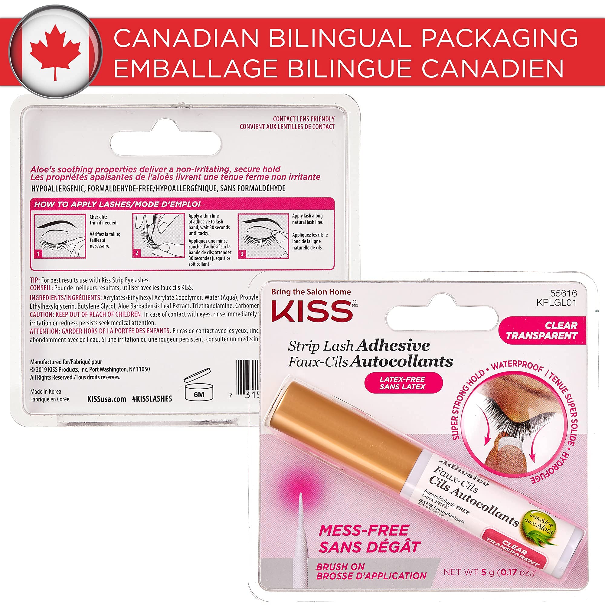 KISS Adhesivo para Pestañas Strip resistente al agua para uso diario.