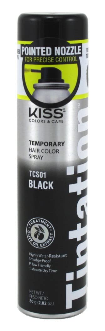 KISS Tintation temporary color spray black pack of three bottles for easy color refresh.
