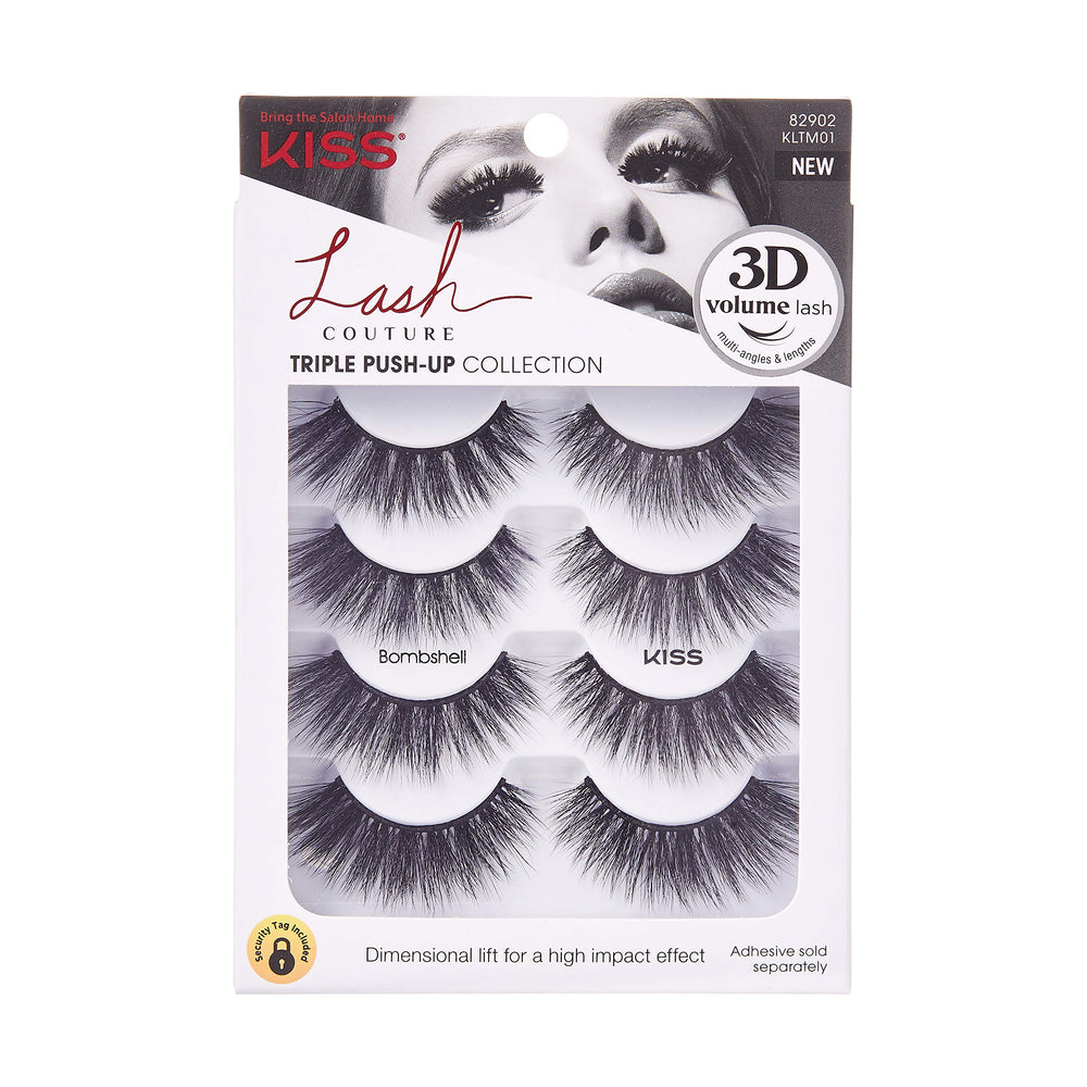 Kiss Triple Push-Up Bombshell 14mm con efecto llamativo para mirada impactante y natural.