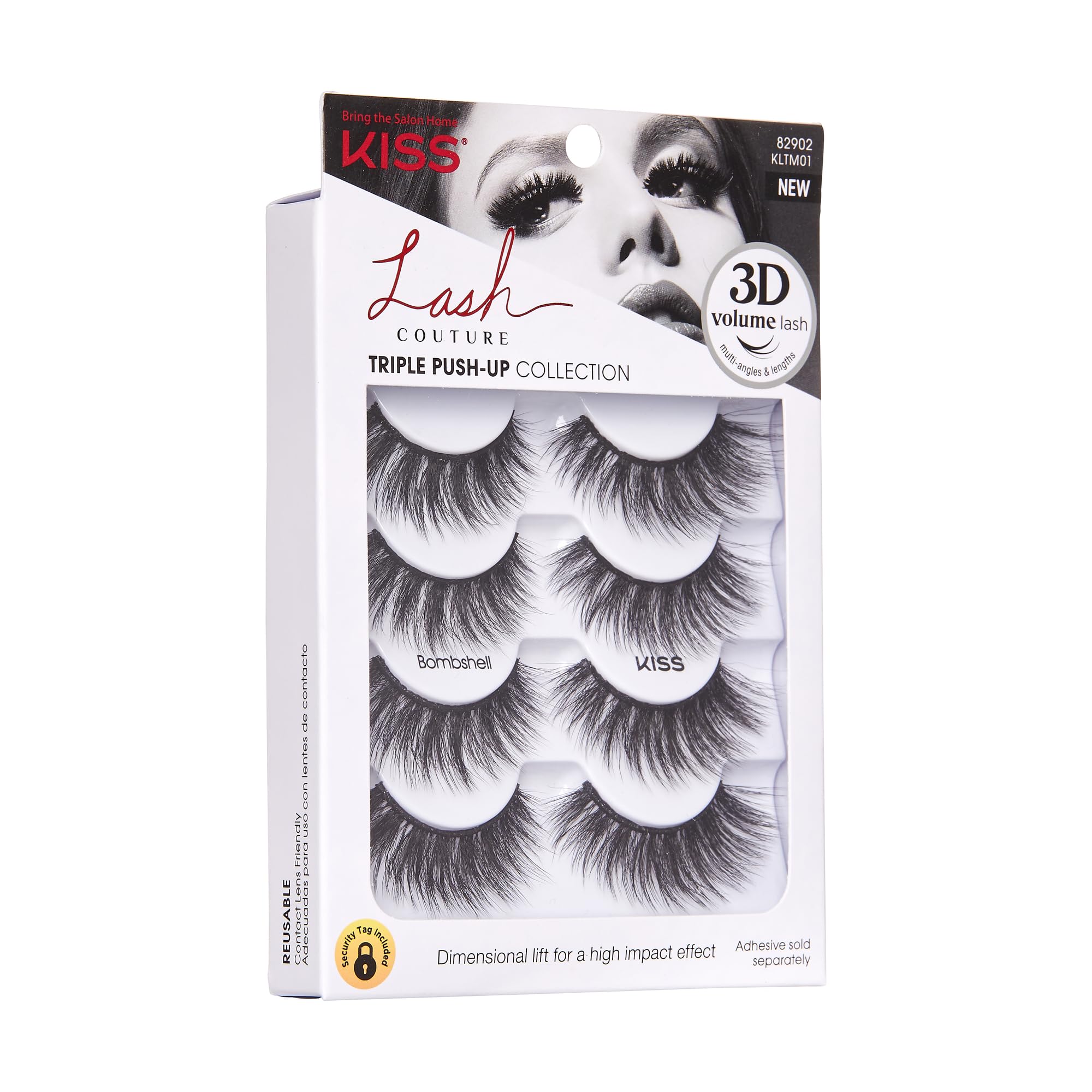 Kiss Triple Push-Up Bombshell 14mm tecnología de diseño triple para efectos deslumbrantes.