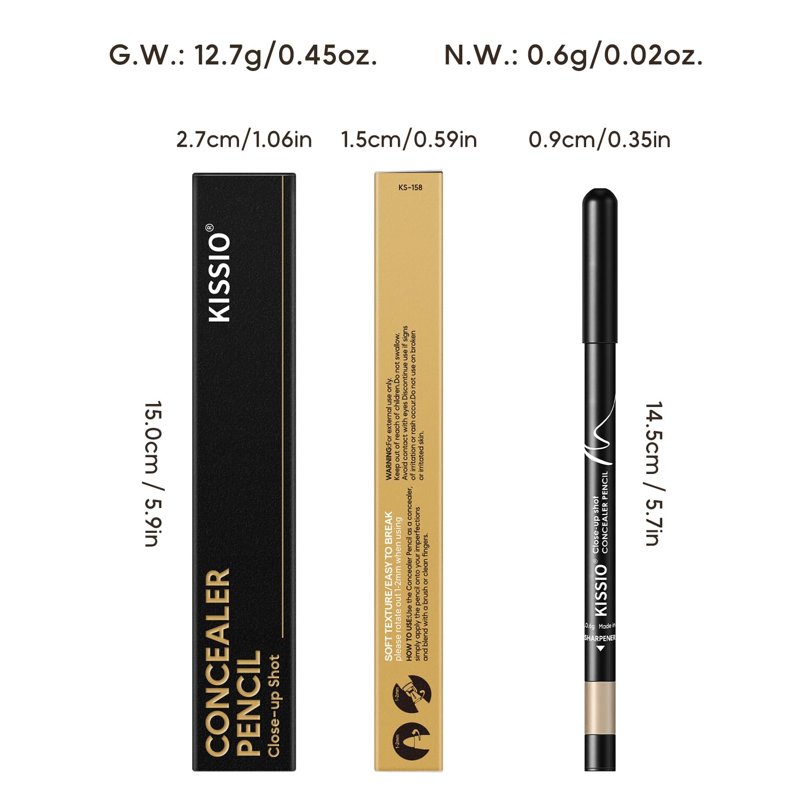KISSIO Lápiz Corrector - difuminado rápido para look natural
