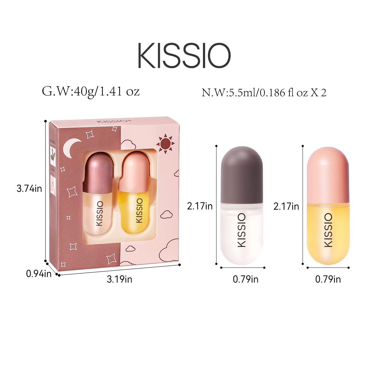 KISSIO Contenu de 5,5 ml par tube, duo durable et pratique.