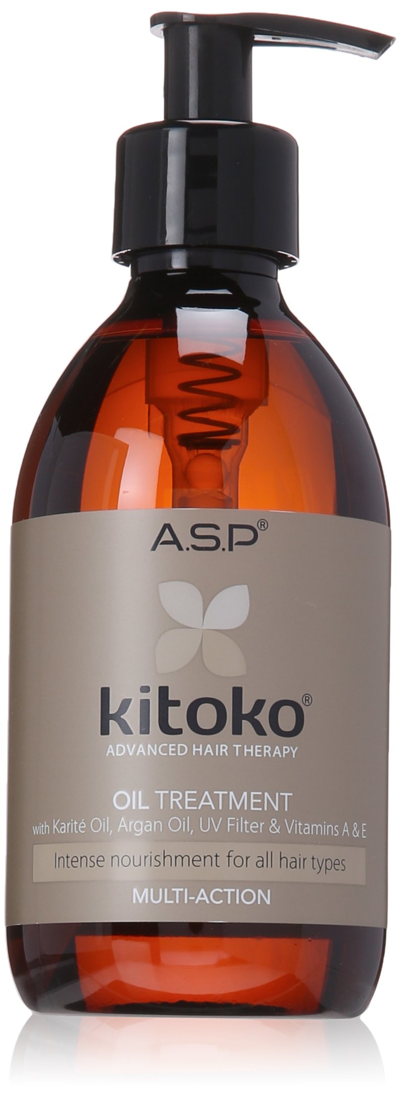Kitoko aceite para el cabello: la botella muestra nutrición profunda sin grasa.