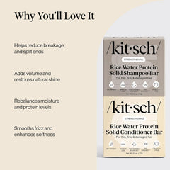 Kitsch Après-Shampoing Solide à l’Eau de Riz, barre ouverte pour démêler