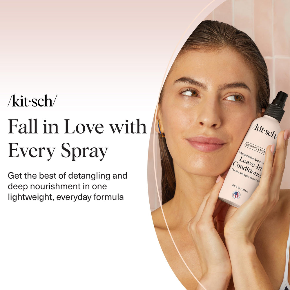Kitsch Argan Milk Spray envase compacto, ideal para viaje.