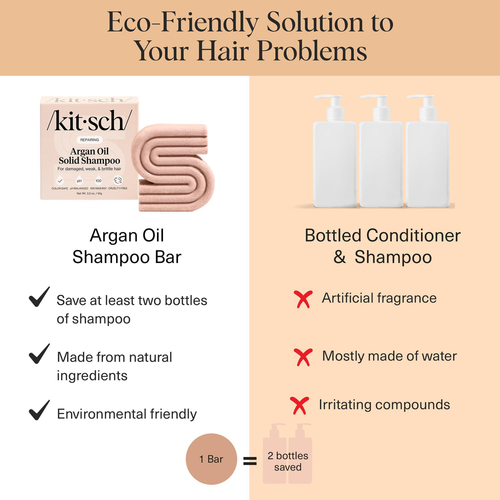 Kitsch Argan Oil Shampoo Bar hecho en Estados Unidos.