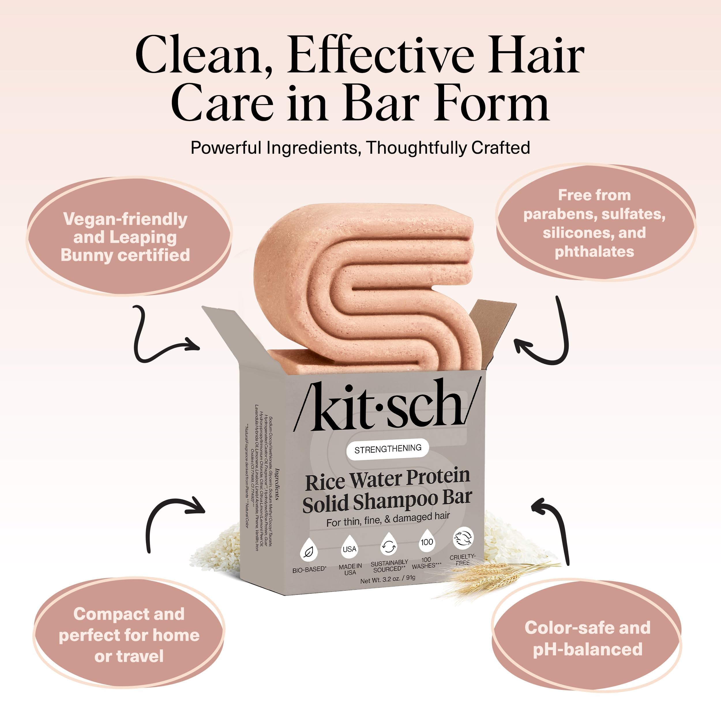 Kitsch Barra champú arroz – proteína de arroz para volumen