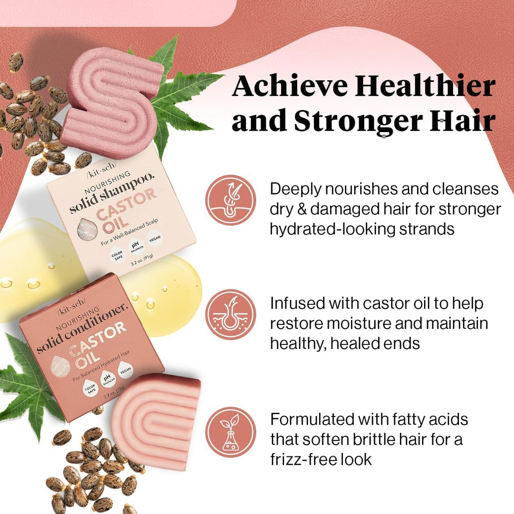 Kitsch barra champú ricino sin plástico para lavado sólido.