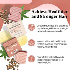 Kitsch barra champú ricino sin plástico para lavado sólido.