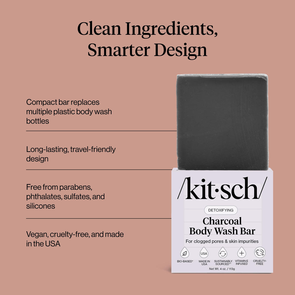 Kitsch barra jabón carbón activado, opción ecológica para tu rutina diaria.