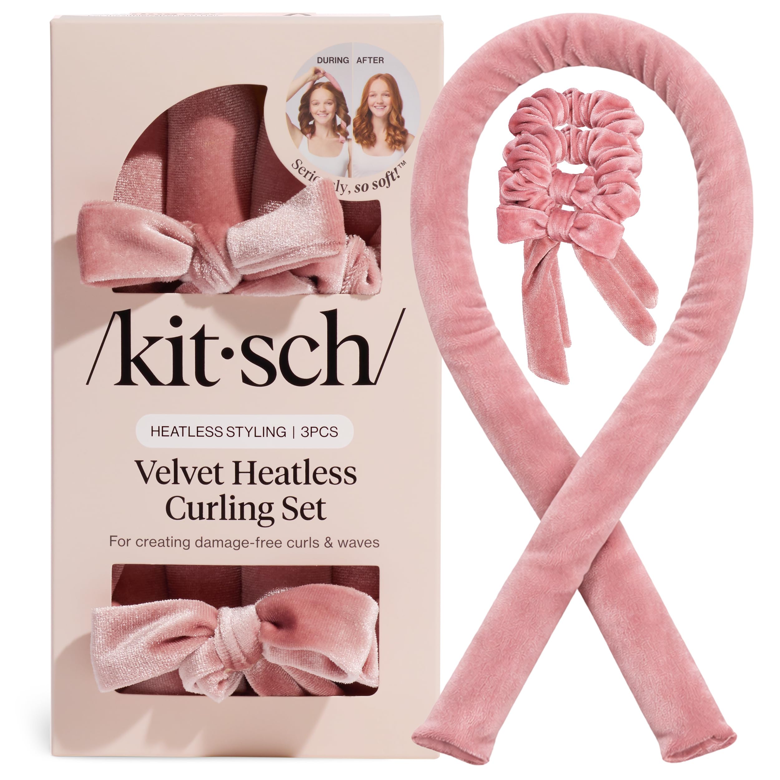 Kitsch barra Velvet para rizos sin calor, agarre suave.