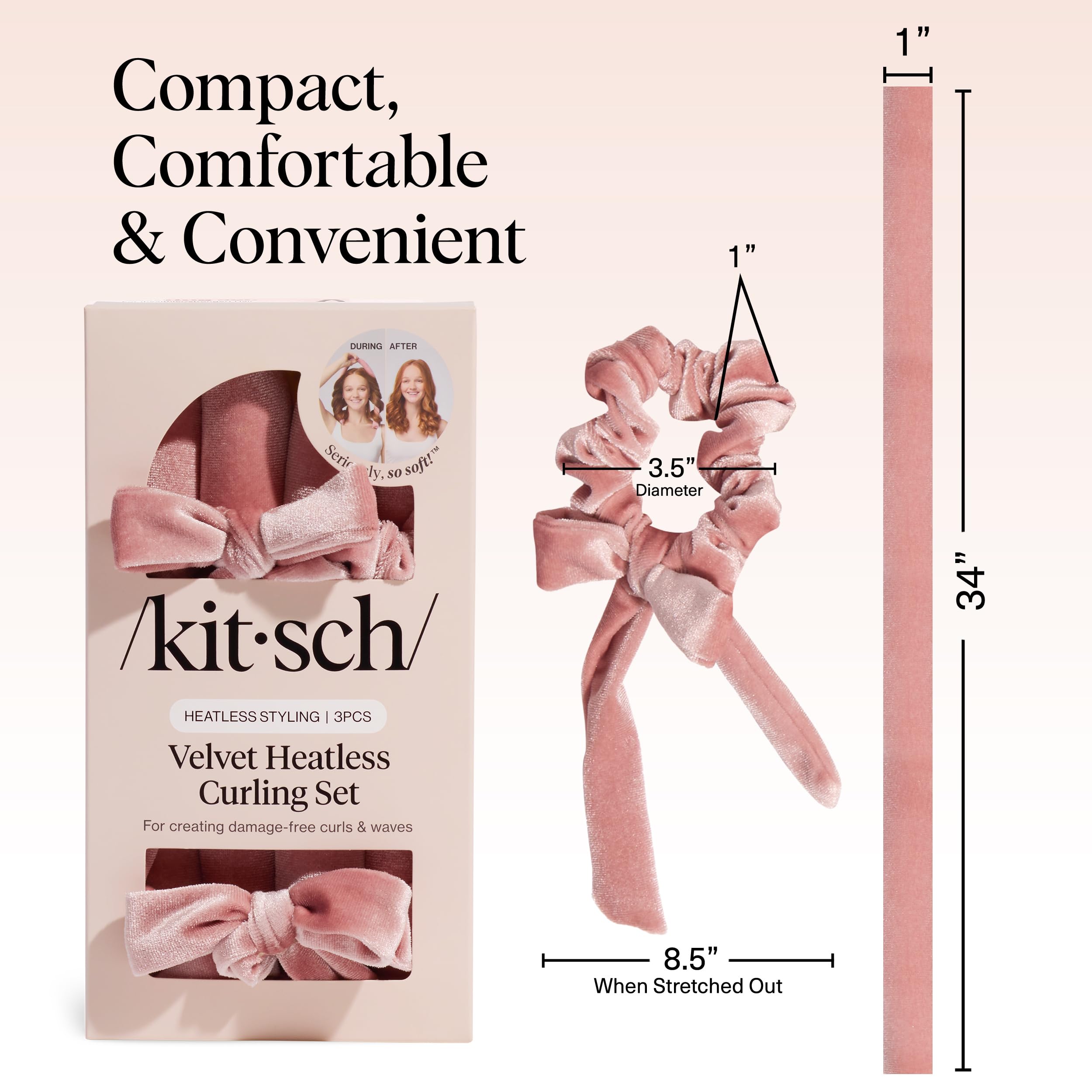 Kitsch barra Velvet de 34 pulgadas para rizos largos.