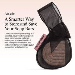 Kitsch Bolsa-jabon-cuerpo-cabello ofrece separación para evitar mezclar jabones en la ducha.