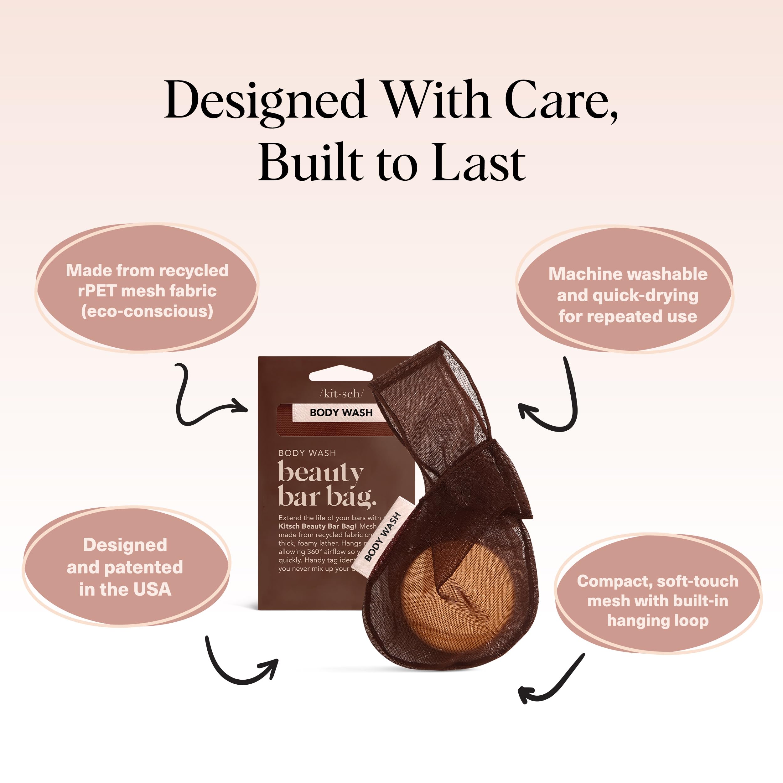 Kitsch bolsa malla reduce-desechos-plastico usa jabon en barra para reducir botellas.