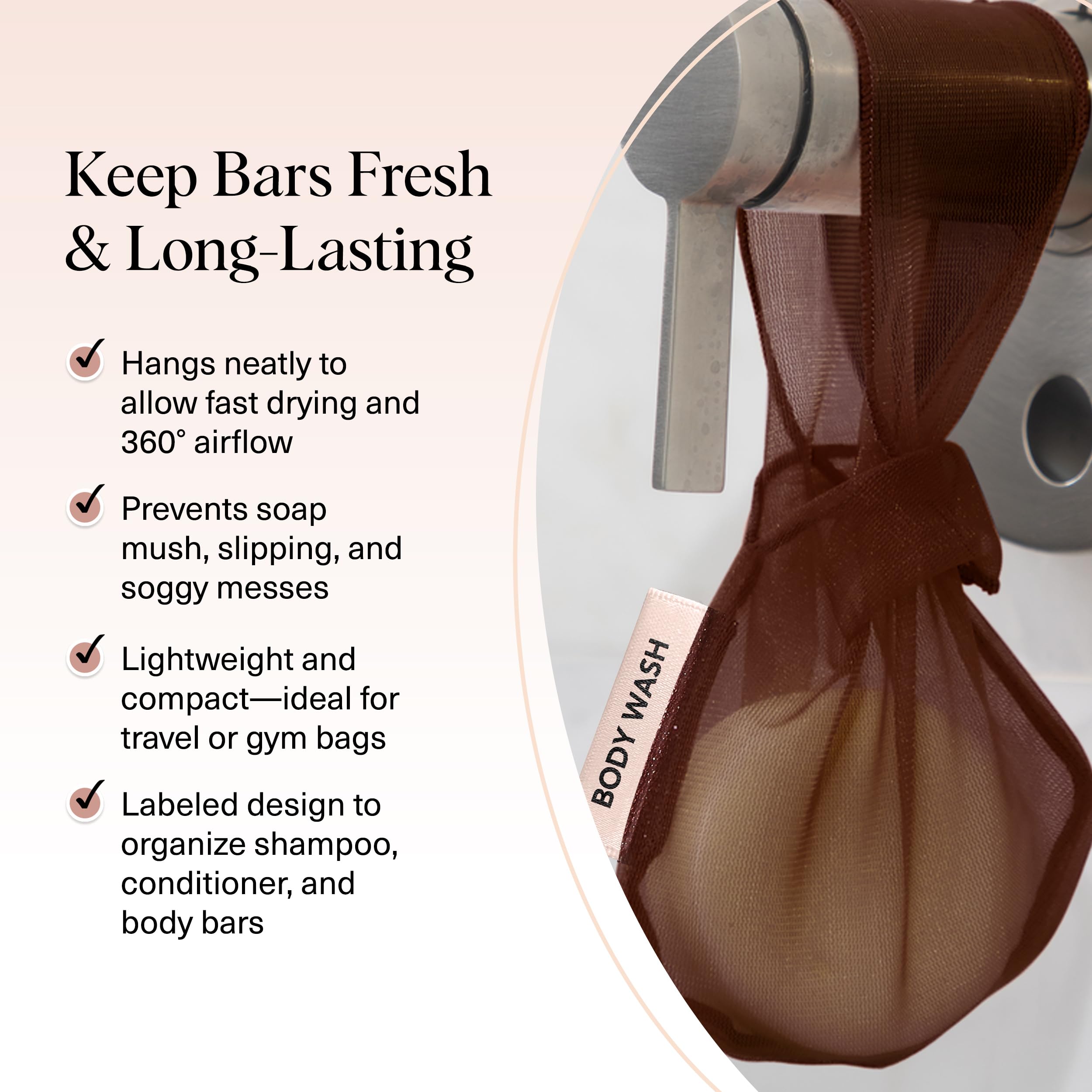 Kitsch bolsa malla secado-360 maximiza secado rapido para jabon y champu.