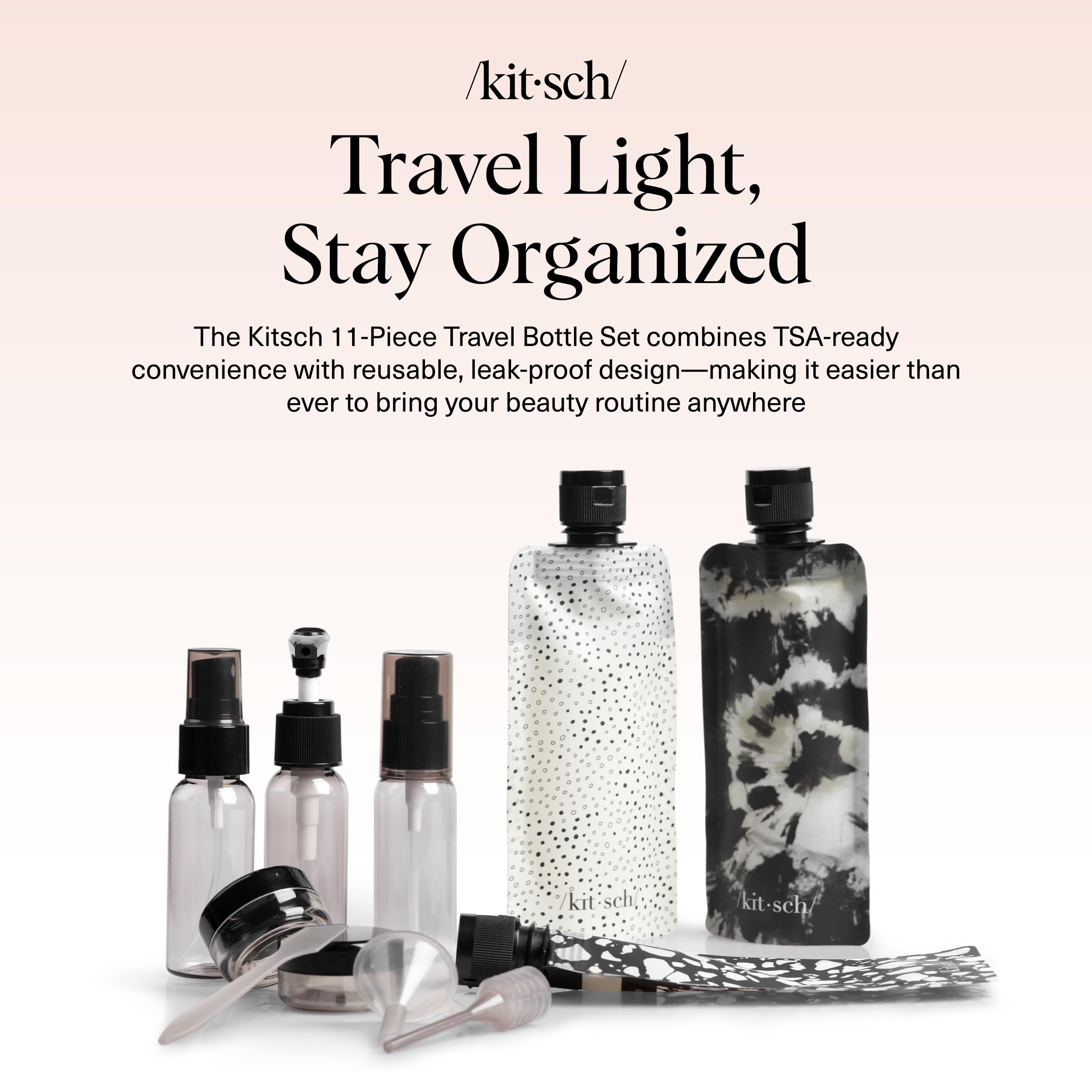 Botella spray de 30 ml Kitsch para viajar, uso cómodo y sin fugas