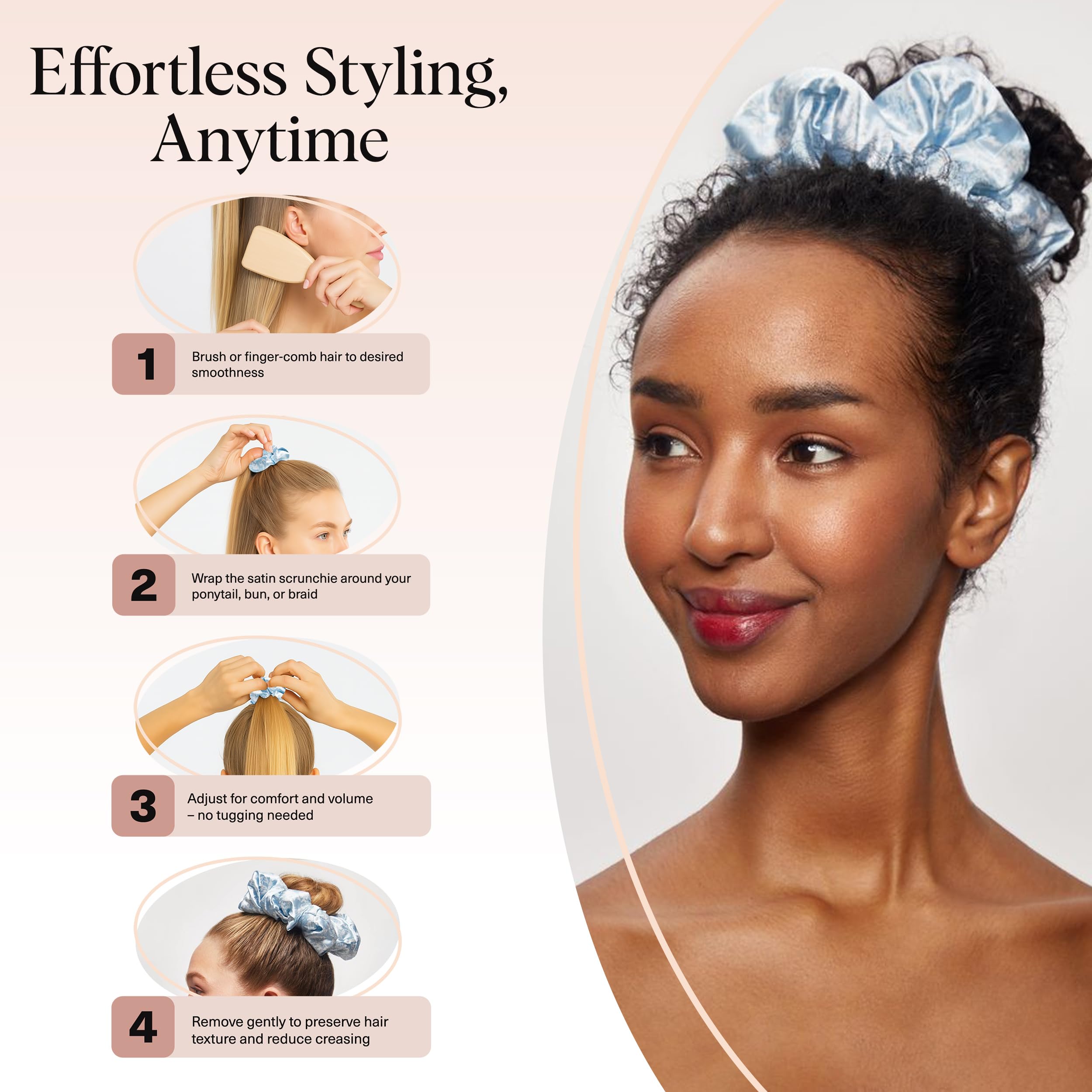 Kitsch Bridgerton scrunchies de satén, azul, regalo ideal para mujeres.