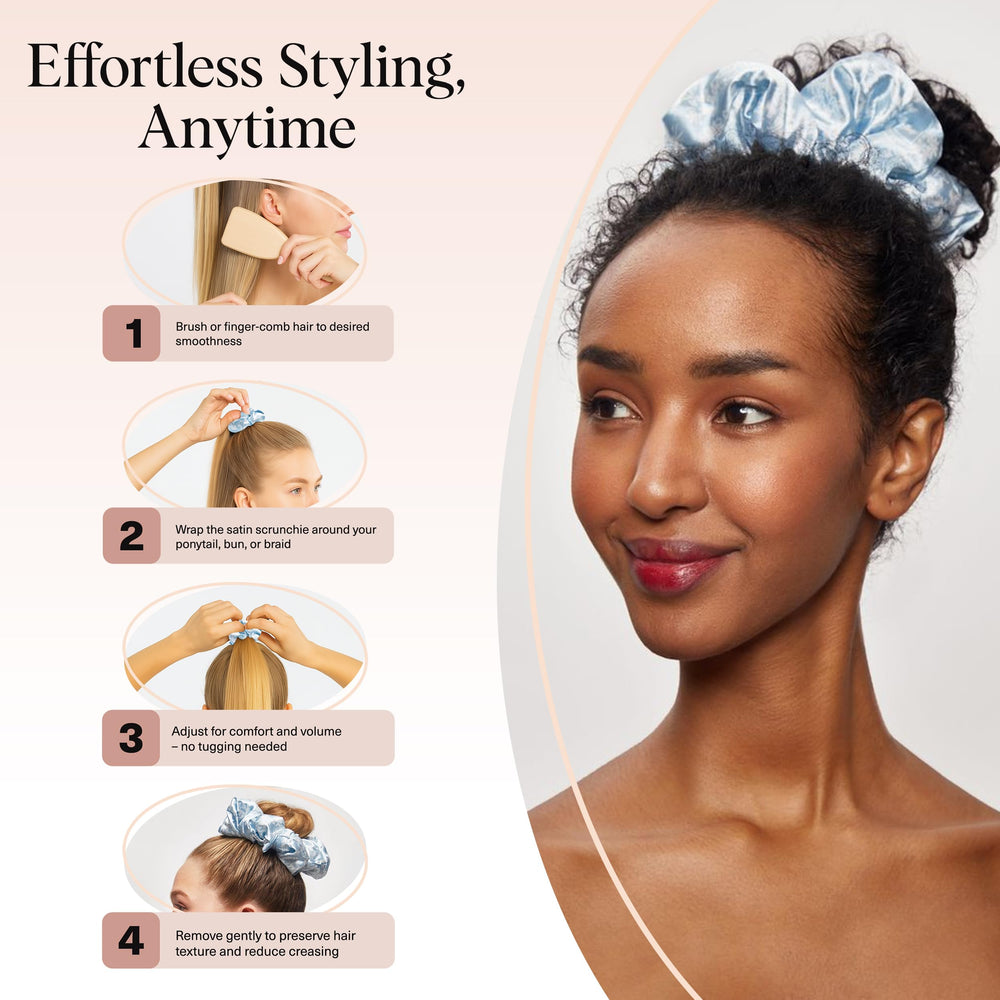 Kitsch Bridgerton scrunchies de satén, azul, regalo ideal para mujeres.