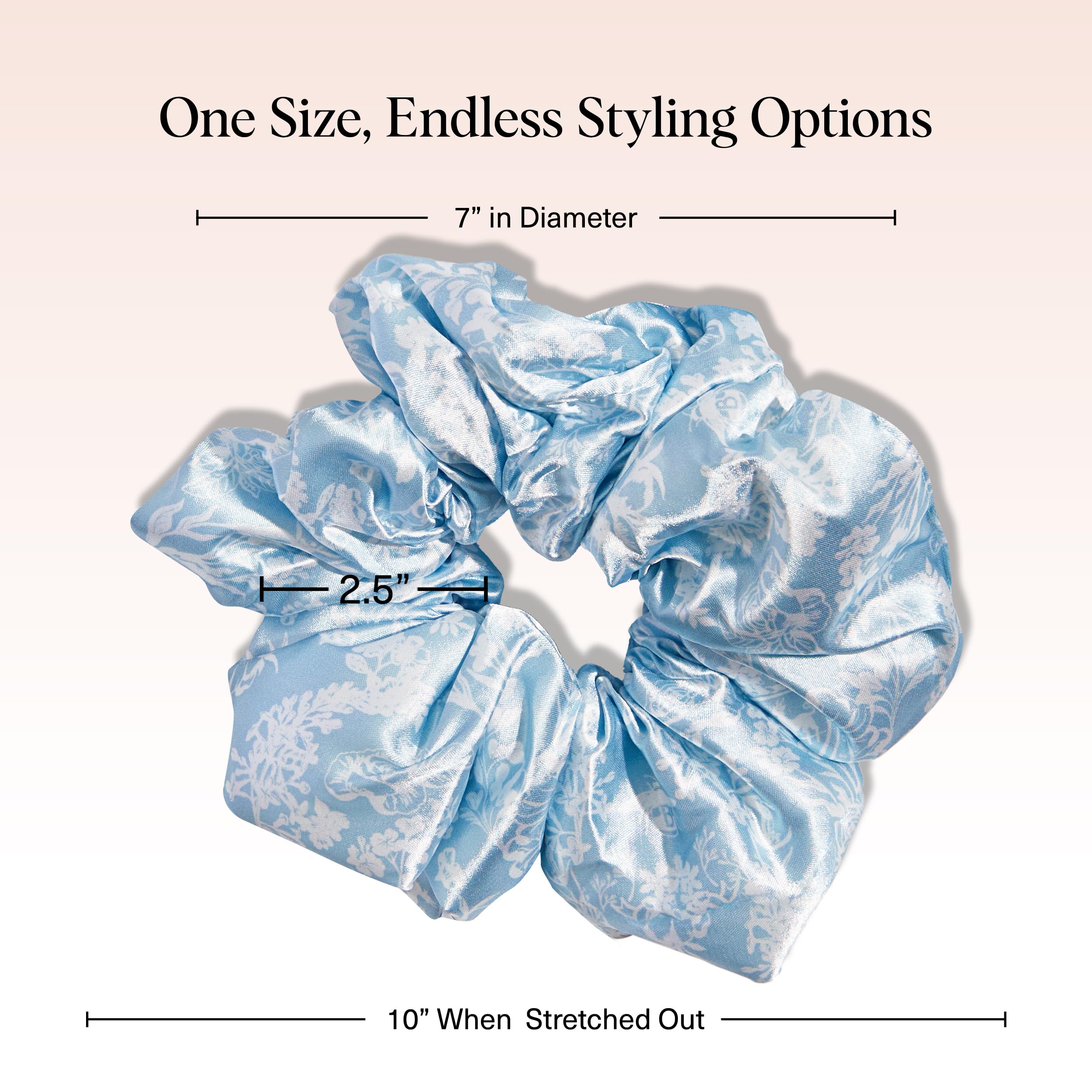 Kitsch Bridgerton scrunchies de satén en azul, uso diario sin tirones para cabello suave.