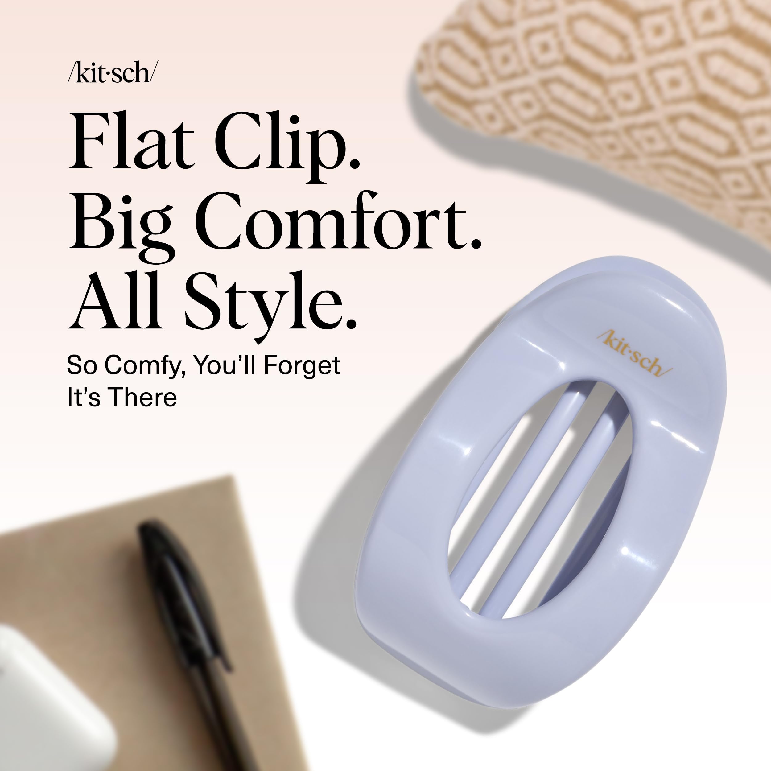 Kitsch Clip Plano, agarre firme para cabello grueso o fino.