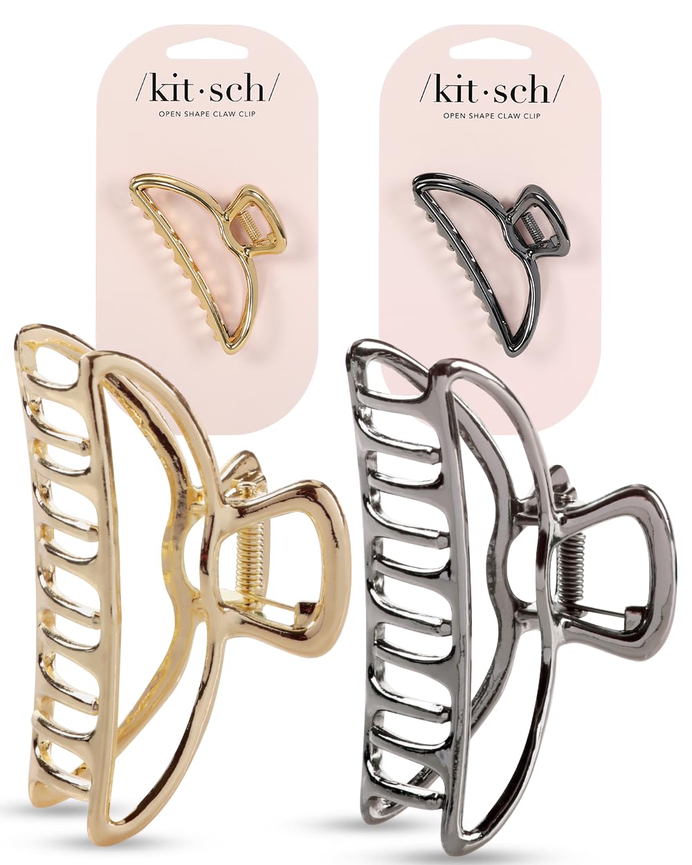Kitsch pinzas de metal dorado, estilo pulido y sujeción segura para todo tipo de cabello.
