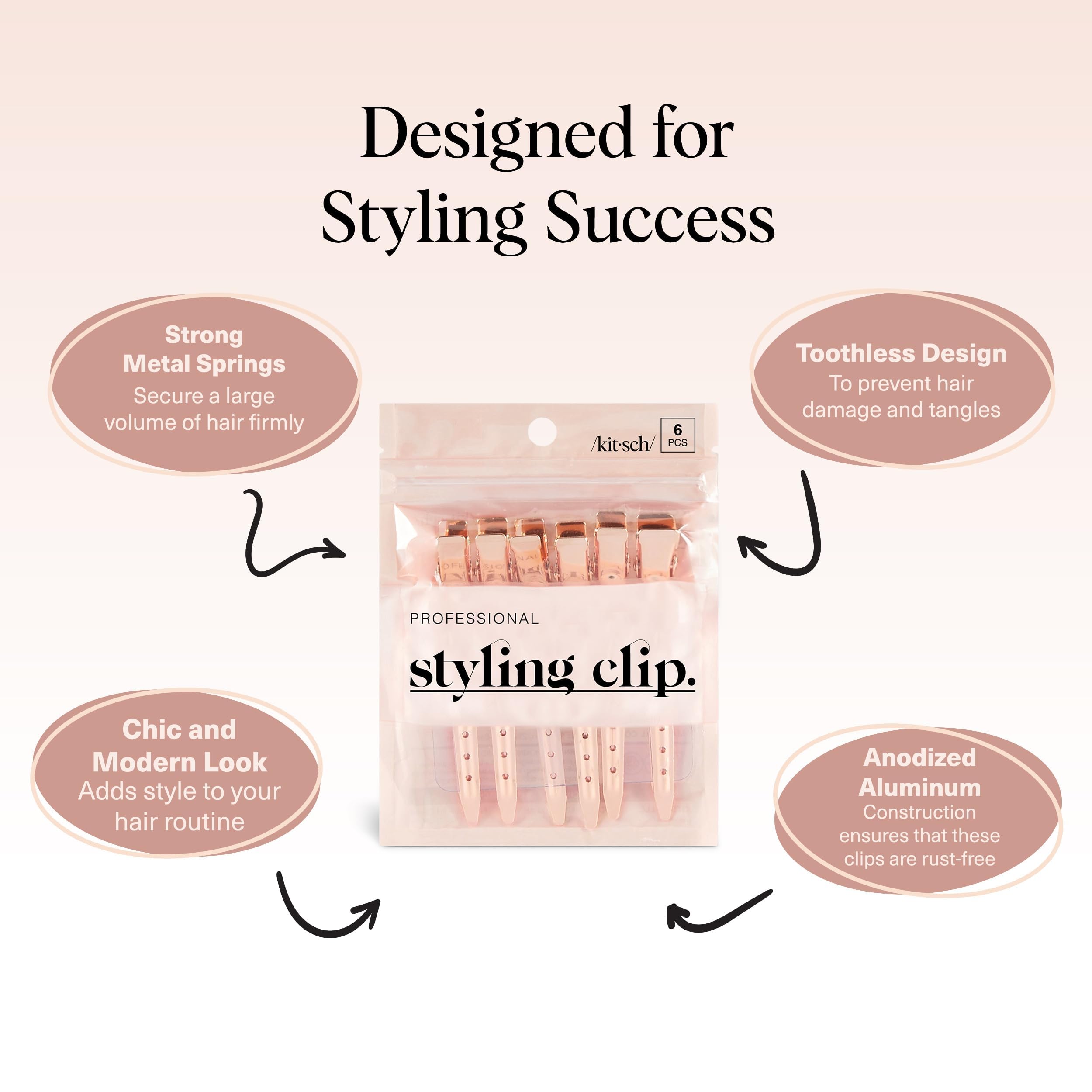 Kitsch clips de seccionamiento para maquillaje y peinado, versión rosa.