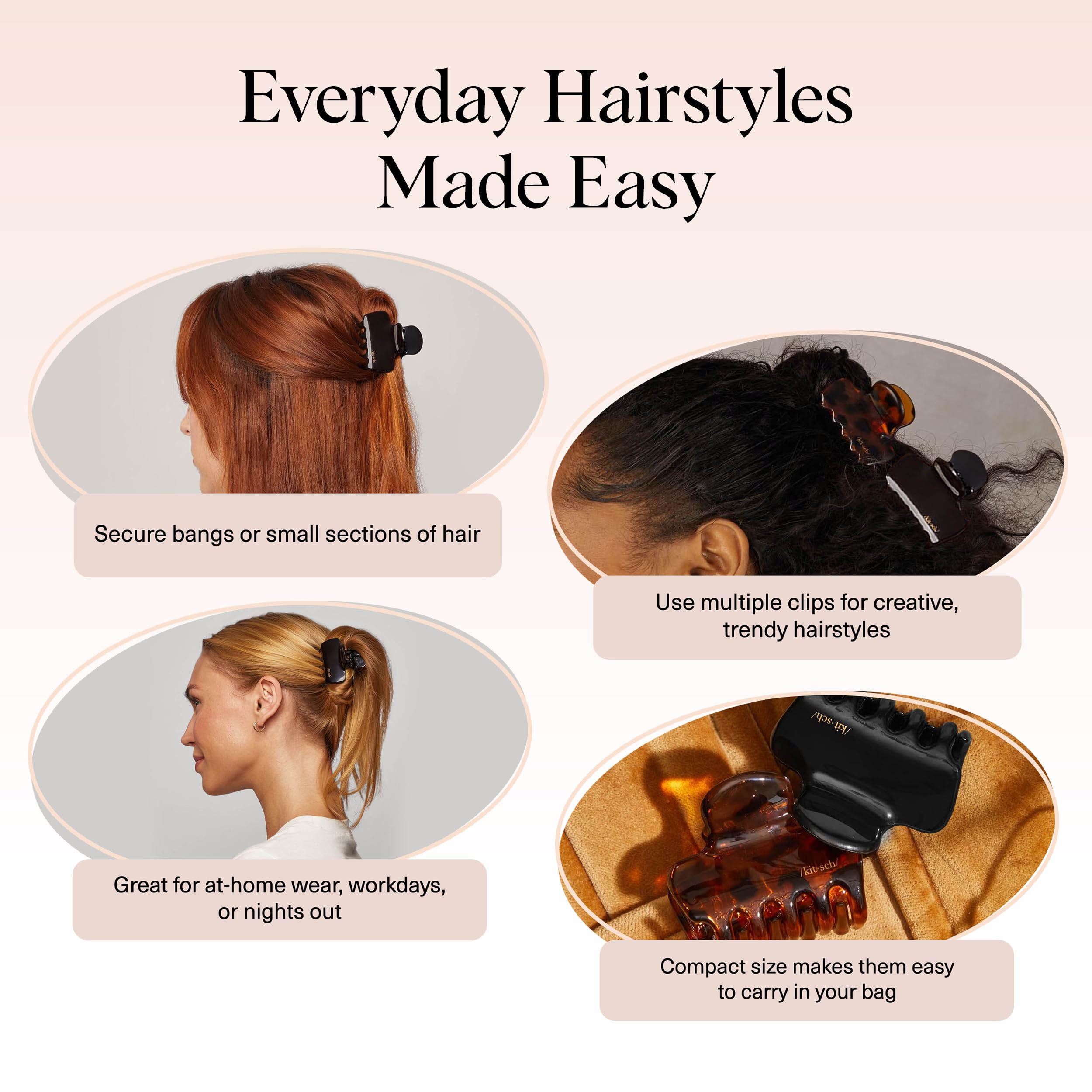 Kitsch clips uso diario: estilo cómodo para media coleta.