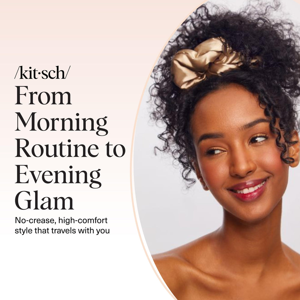 Kitsch coletas satinadas grandes, ideales para peinados de día y noche.