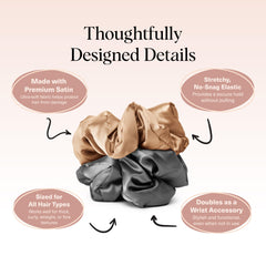 Kitsch coletas satinadas sin marcas, ideales para cabello fino o grueso.