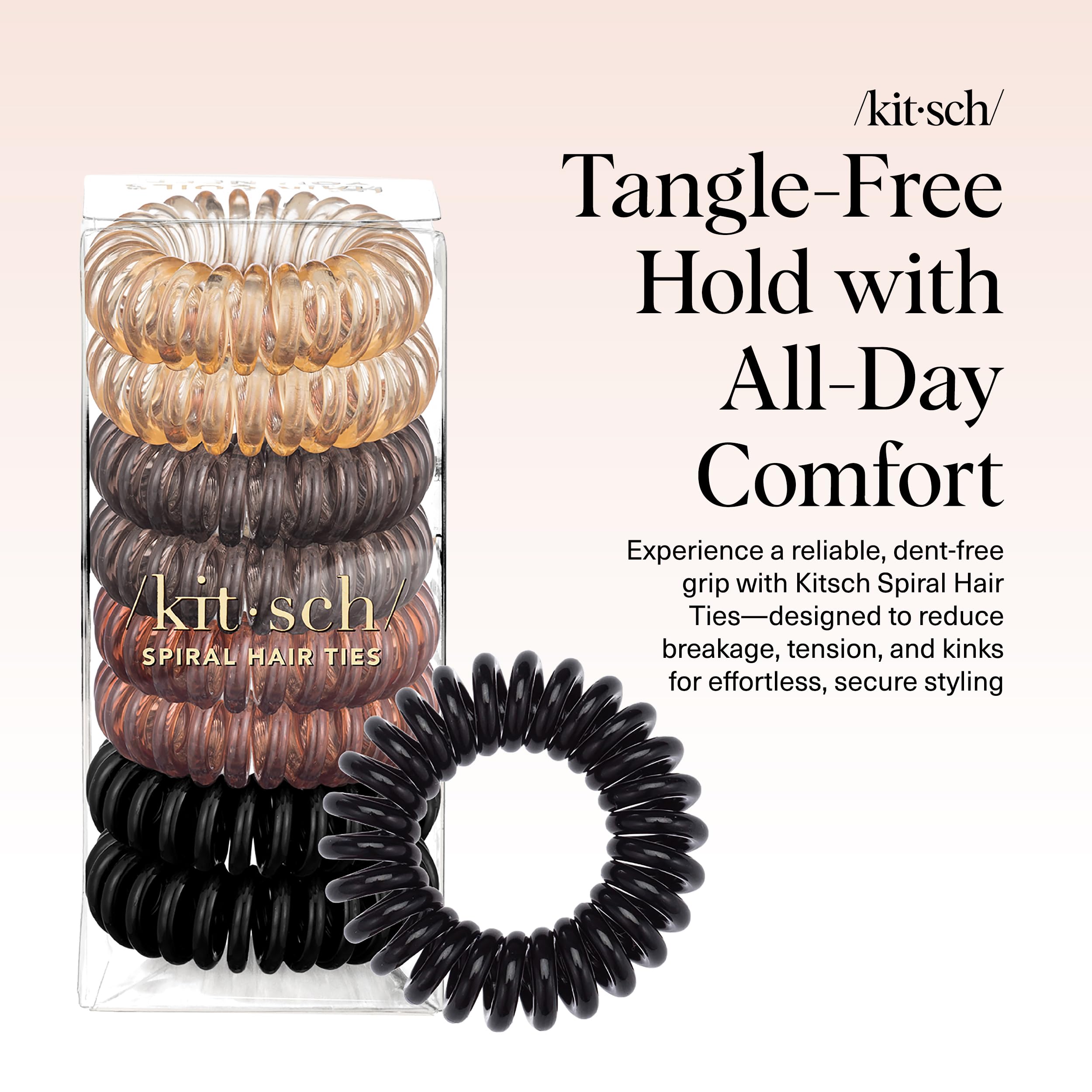 Kitsch coleteros espiral marrón, cómodo y firme para coletas.