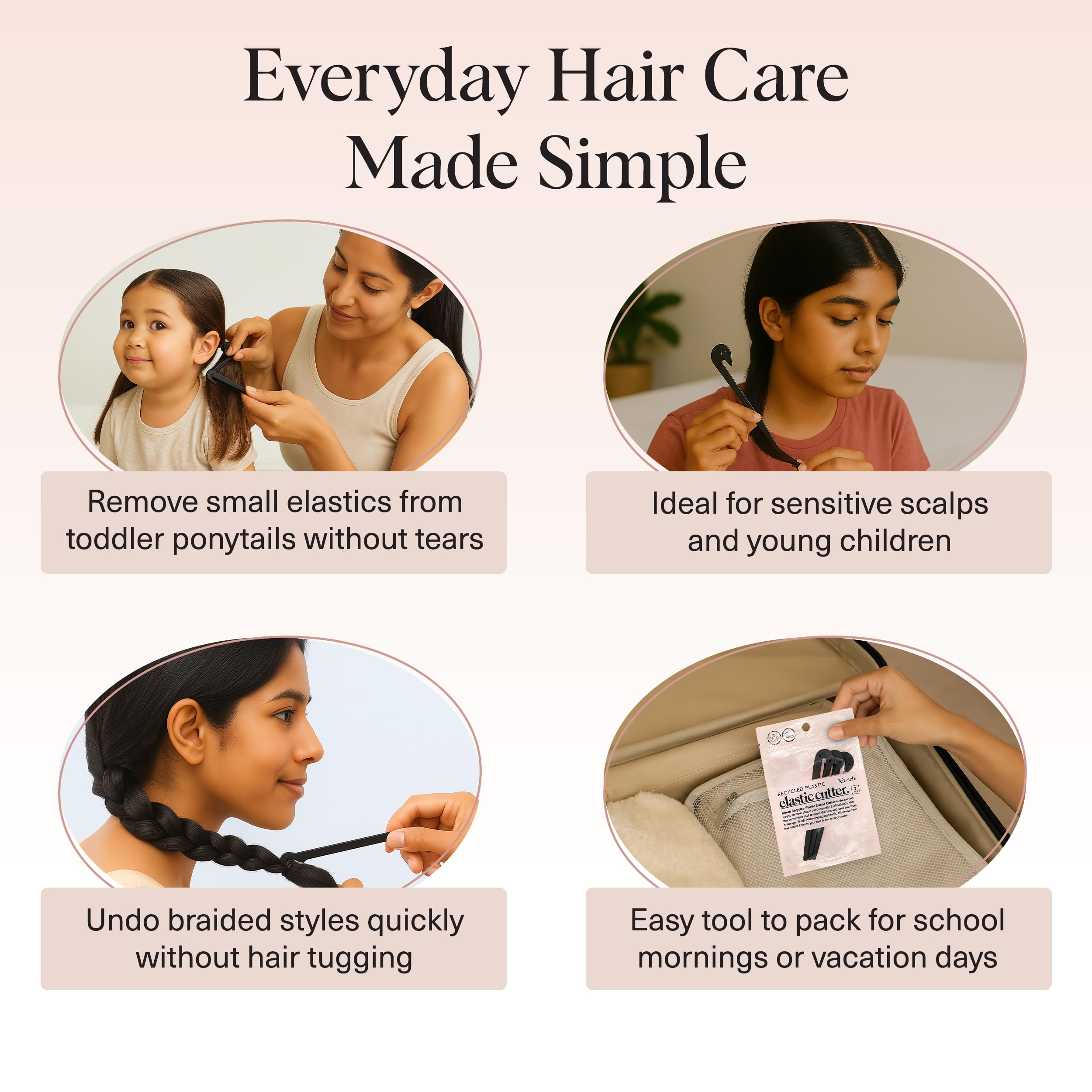 Kitsch Corte suave para cabello fino, ideal para niñas con cabello delicado.