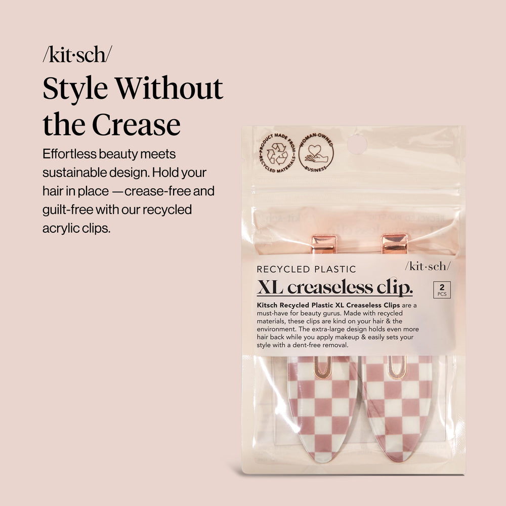 Clip sin pliegues Kitsch, patrón de cuadros terracota, ideal para peinar.