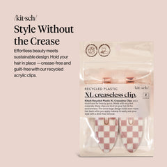 Clip sin pliegues Kitsch, patrón de cuadros terracota, ideal para peinar.