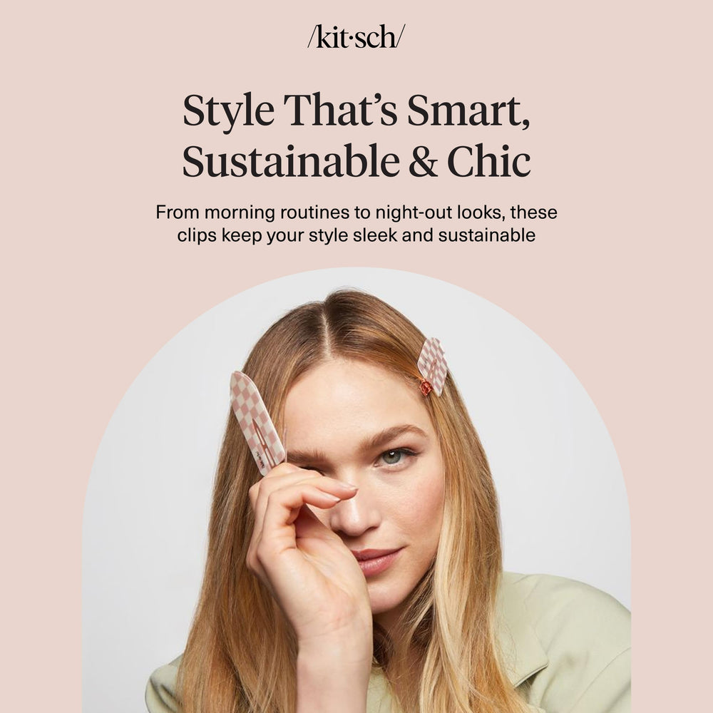 Kitsch clip para cuidado de piel y maquillaje, cuadros terracota.