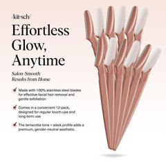 Kitsch Dermaplane Afiladora facial, exfoliacion suave para remover vello y células muertas.