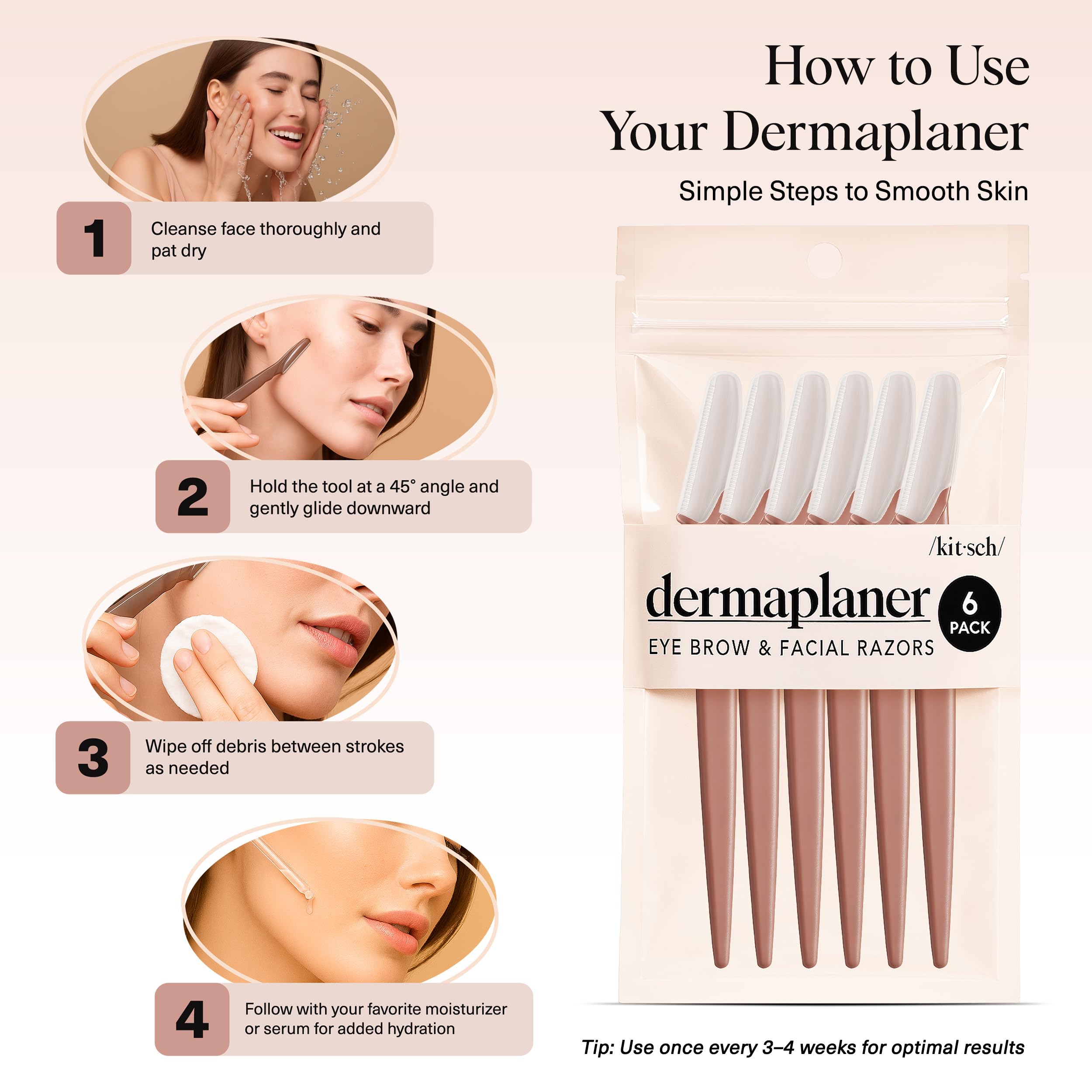 Set de 6 unidades de Kitsch Dermaplane, listo para uso diario