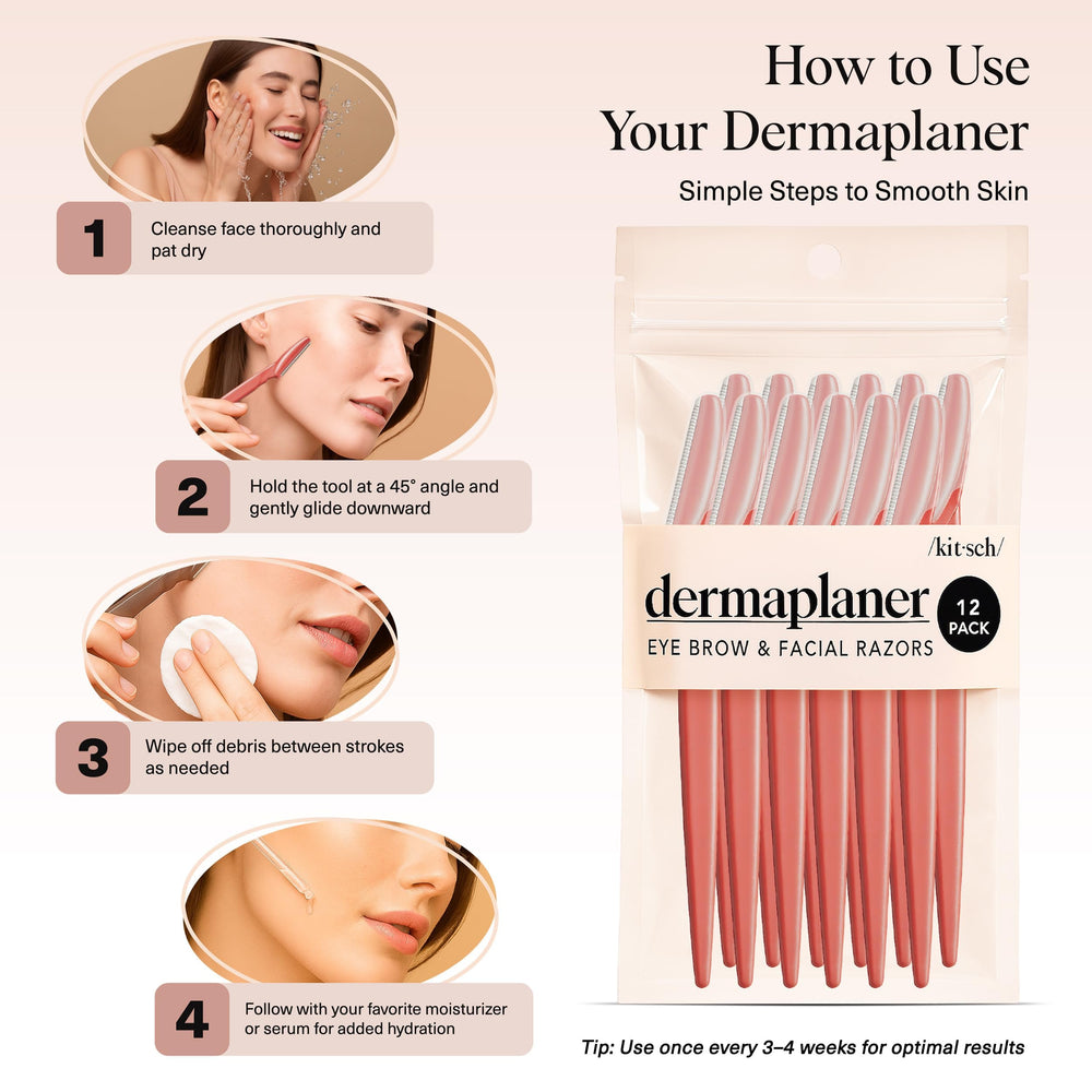 Kitsch Dermaplane Razor diseño sostenible: material reciclado y rutina de afeitado cómoda.