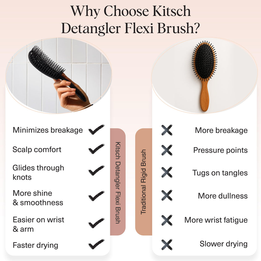 Masaje suave del cuero cabelludo con cerdas flexibles de Kitsch.