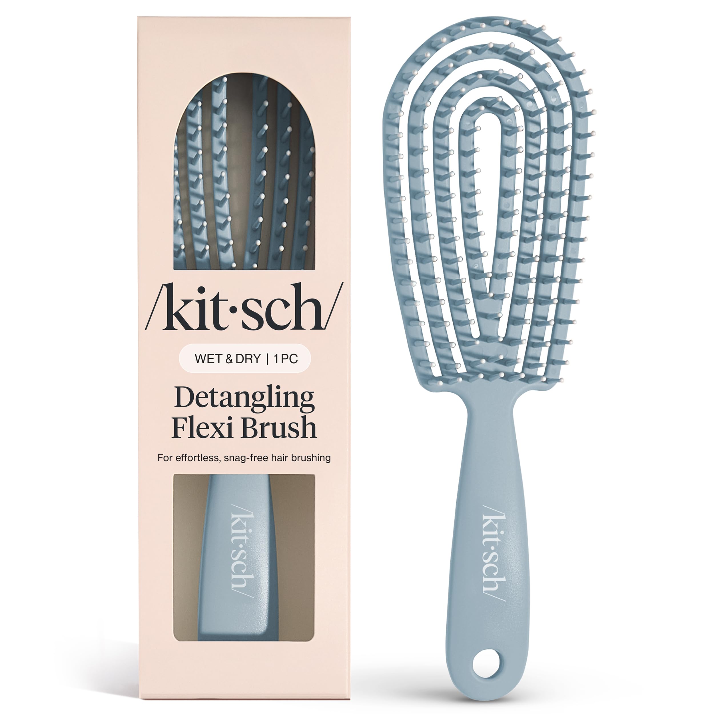 Kitsch Detangler: cepillo flexible para cabello rizado, desenreda con suavidad.